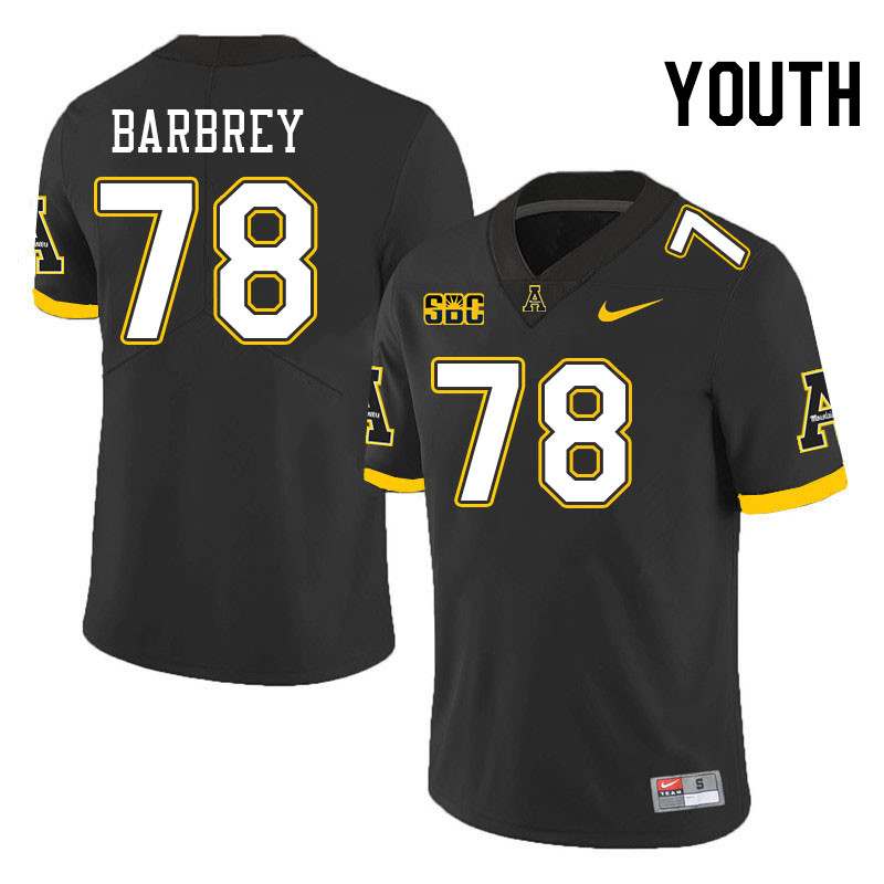 Youth #78 Dylan Barbrey Appalachian State Mountaineers College Football Jerseys Stitched-Black